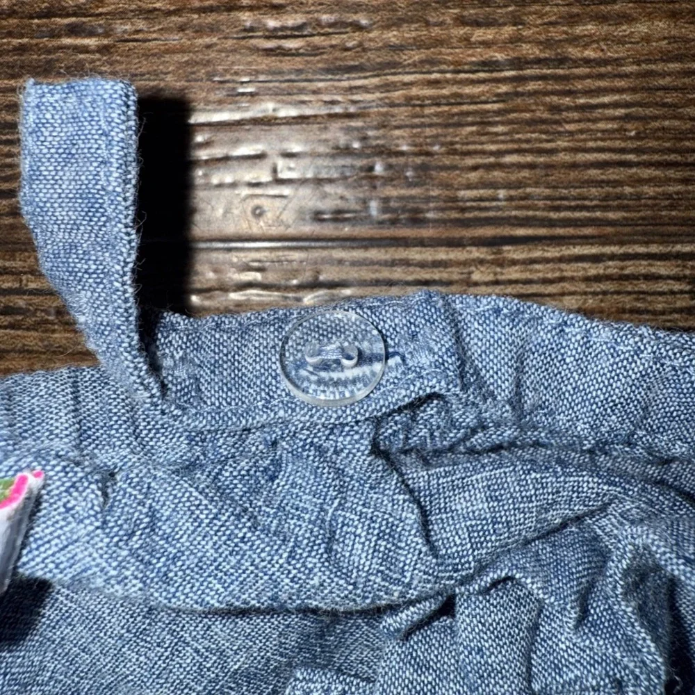 Tommy‎ Bahama Kids Blue Chambray Lace Trim Romper Girls Size 4T